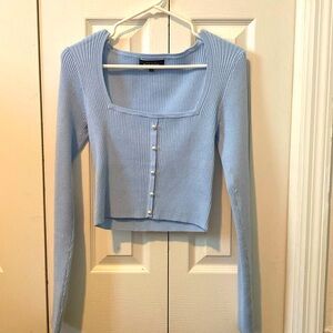 Baby blue long sleeve sweater by Blue Blush. SIZE: Large